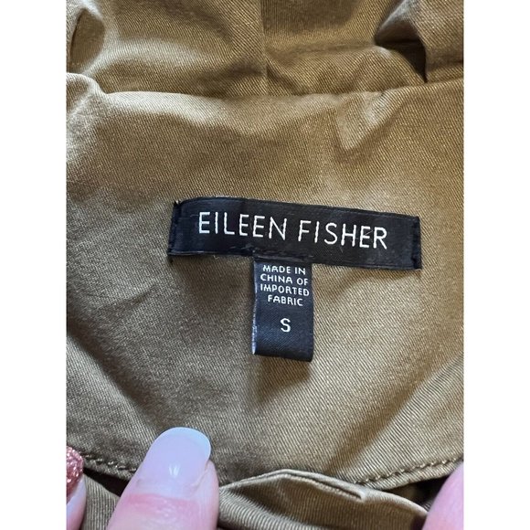 EILEEN FISHER Collared Lightweight Button Up Utility Jacket Small Greenish Brown - Picture 7 of 11